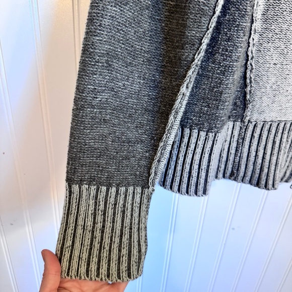 Ruff Hewn Silk Blend Full Zip Raw Hem Sweater Two-Tone Gray Women’s Size Large - Picture 3 of 11